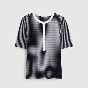 Madewell Striped Elbow-Sleeve Henley Tee